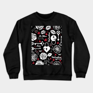 Kitsch Valentine | black, white and red | love pattern Crewneck Sweatshirt